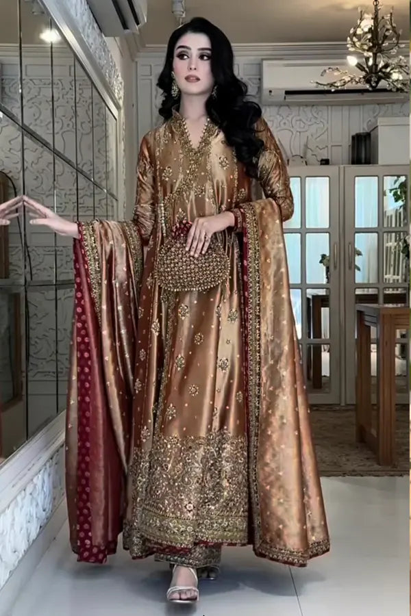 ASWAD bronze gold formal suit | SalmaQadir