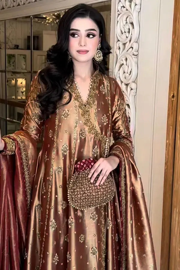 ASWAD bronze gold formal suit | SalmaQadir