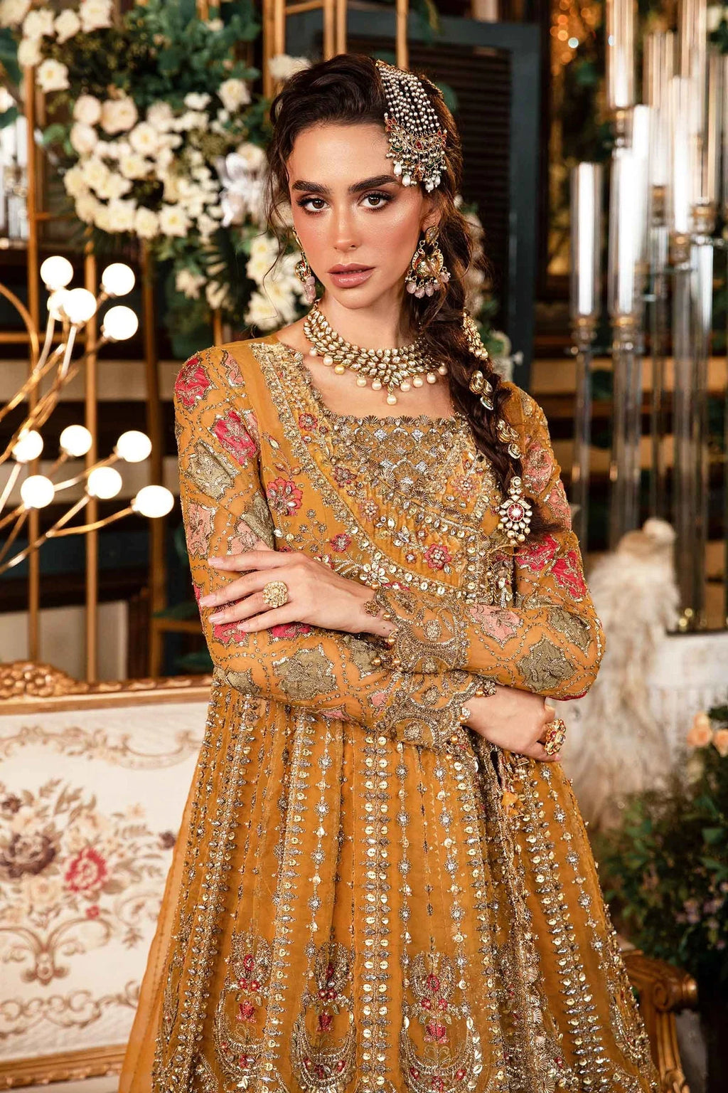 BD-2907 mustard embroidered suit | Salmaqadir
