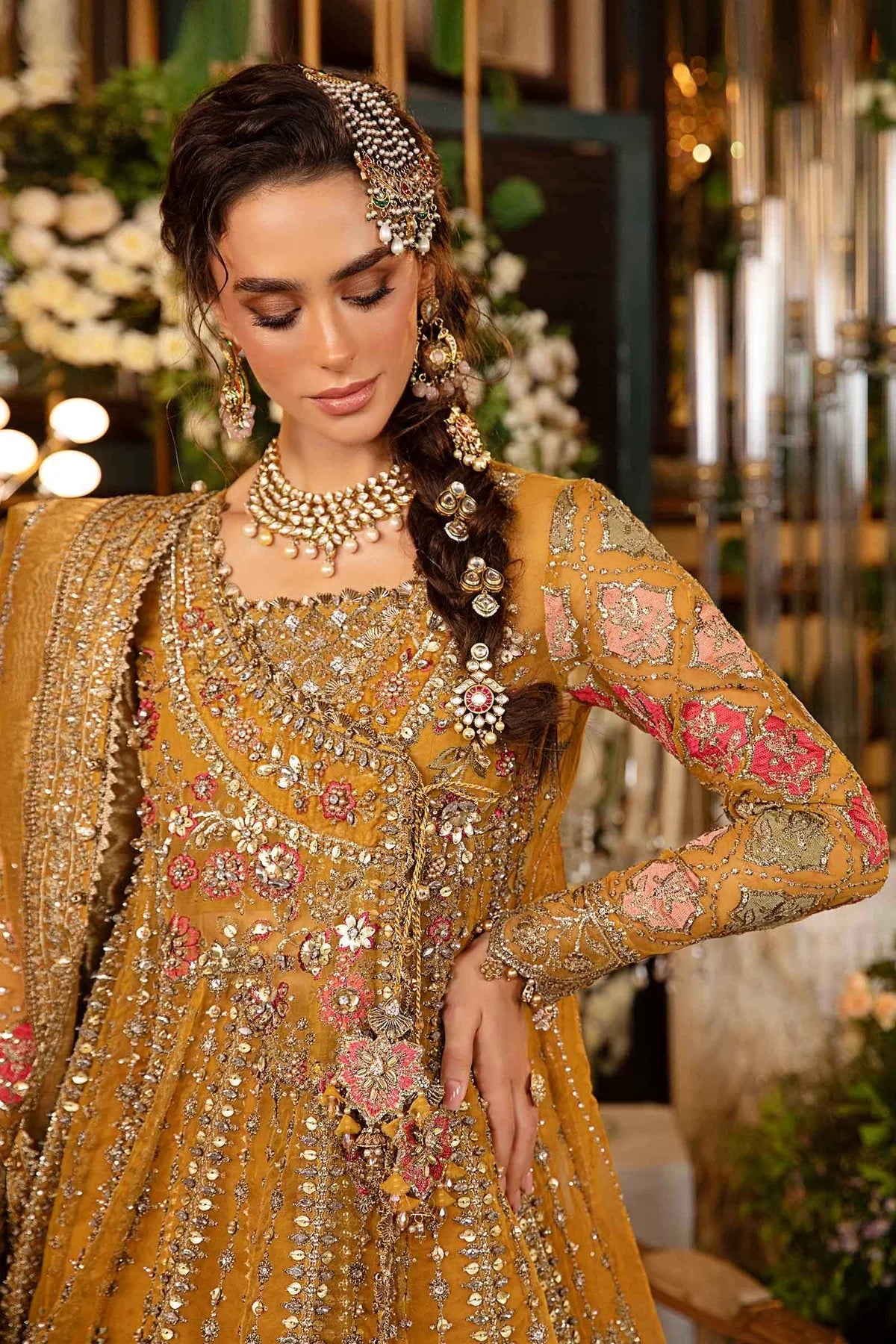 BD-2907 mustard embroidered suit | Salmaqadir