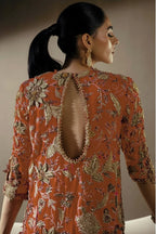 Burnt orange embellished formal suit | SalmaQadir