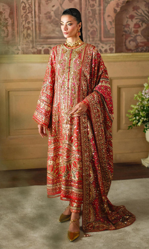 Crimson luxury raw silk suit | SalmaQadir