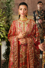 Crimson luxury raw silk suit | SalmaQadir