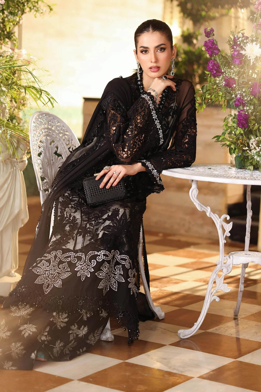 MARIA B Embroidered Chiffon