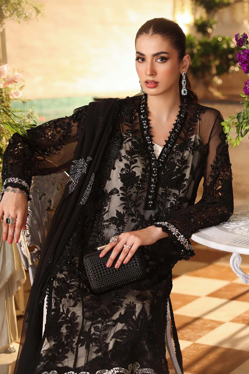 MARIA B Embroidered Chiffon