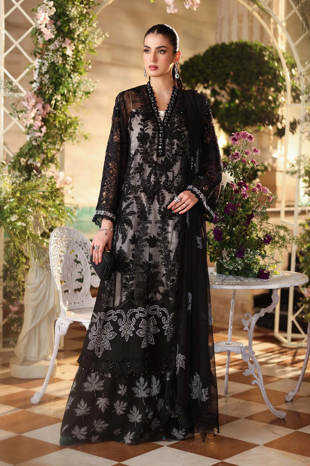 MARIA B Embroidered Chiffon