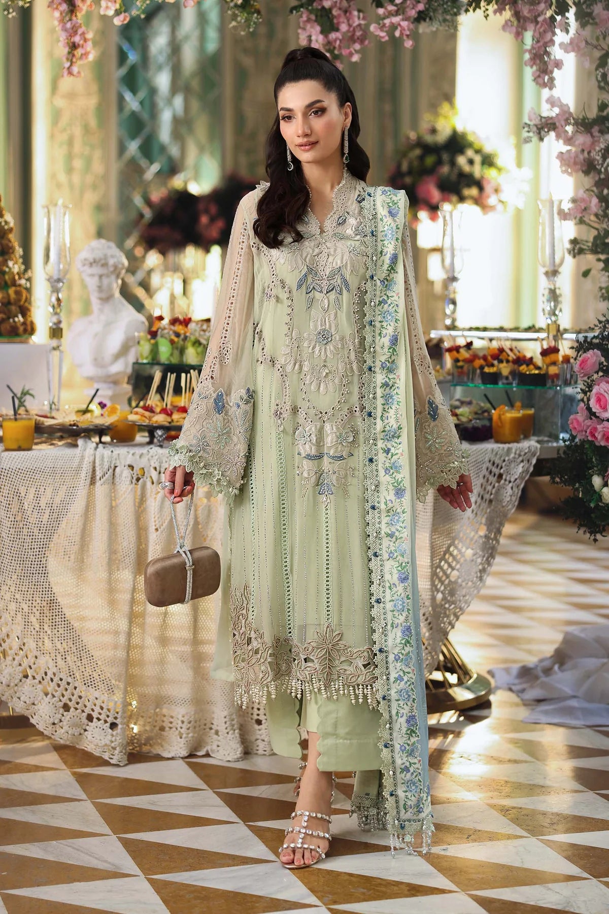 MARIA B Embroidered Chiffon