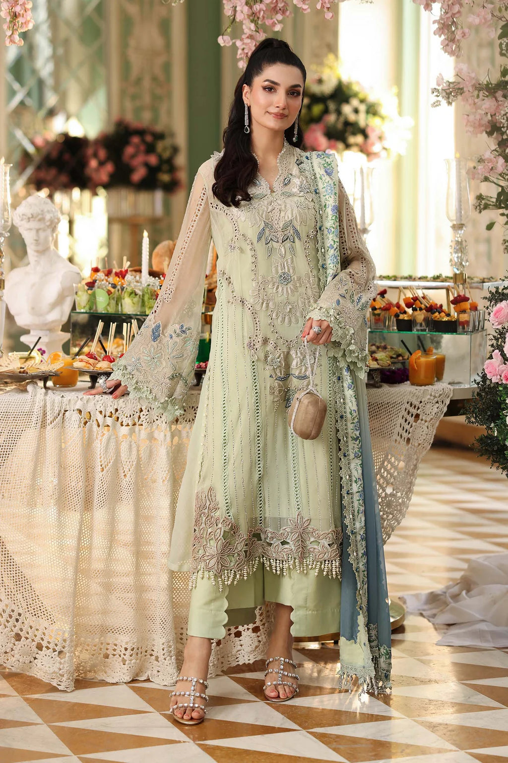MARIA B Embroidered Chiffon