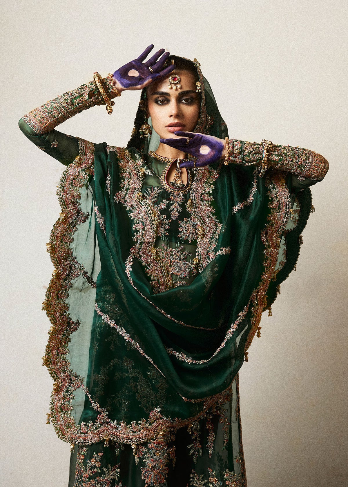 Jamali embroidered organza formal suit Salmaqadir