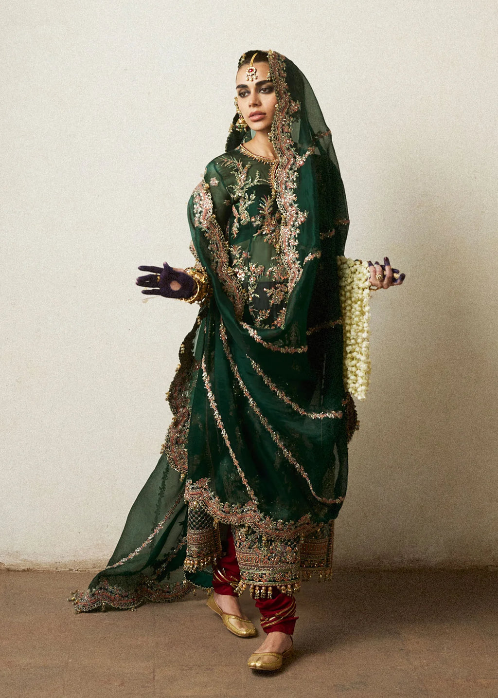 Jamali embroidered organza formal suit Salmaqadir