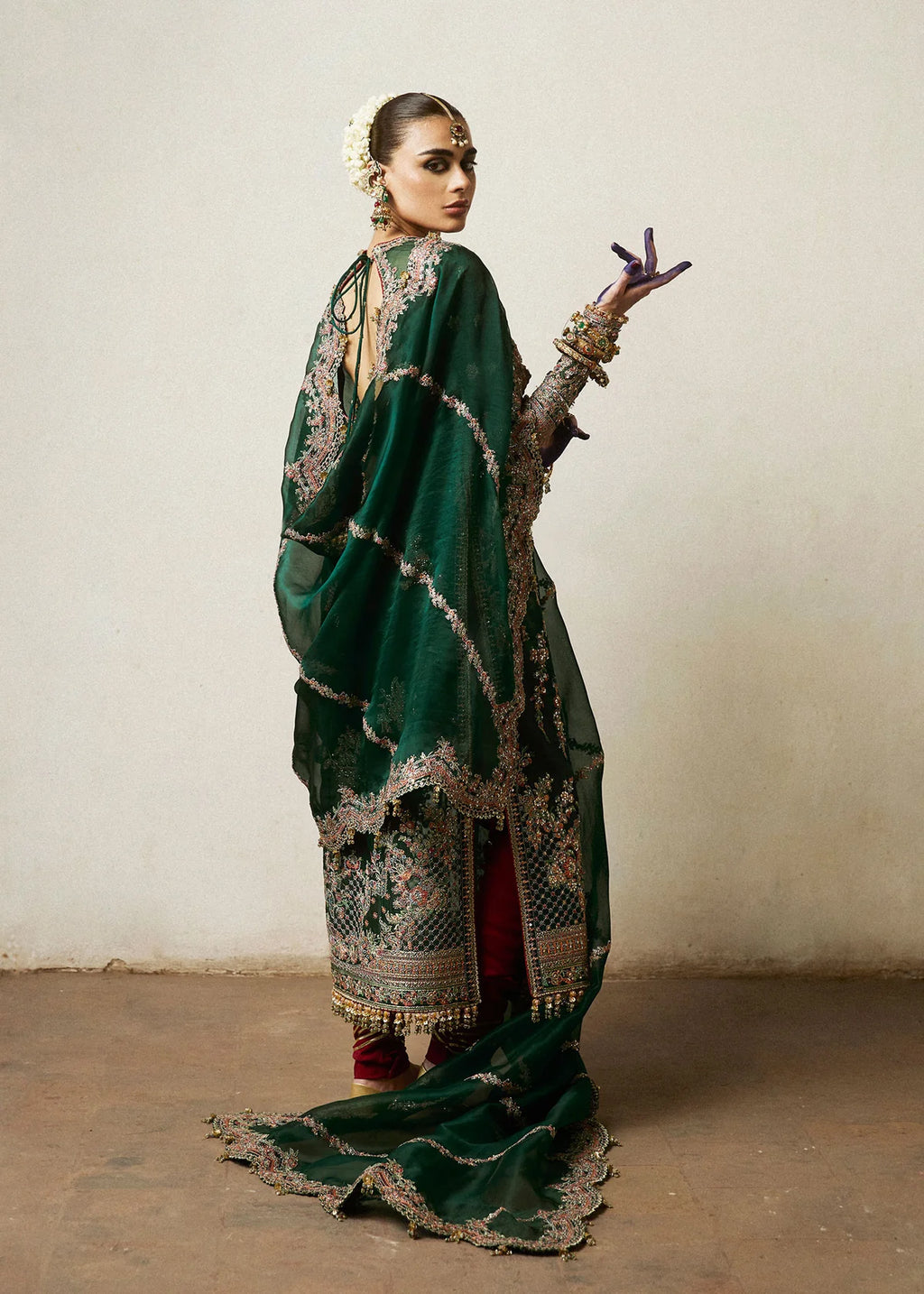 Jamali embroidered organza formal suit Salmaqadir