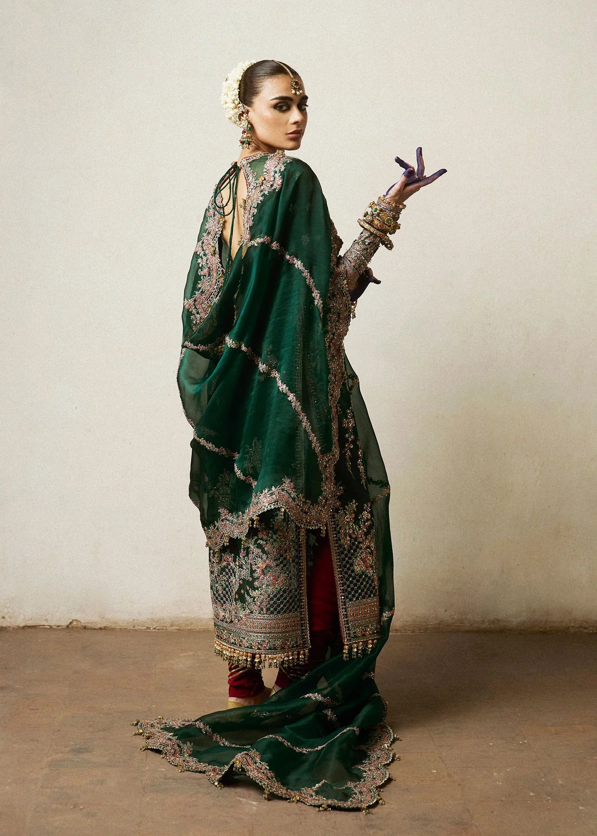 Jamali embroidered organza formal suit Salmaqadir