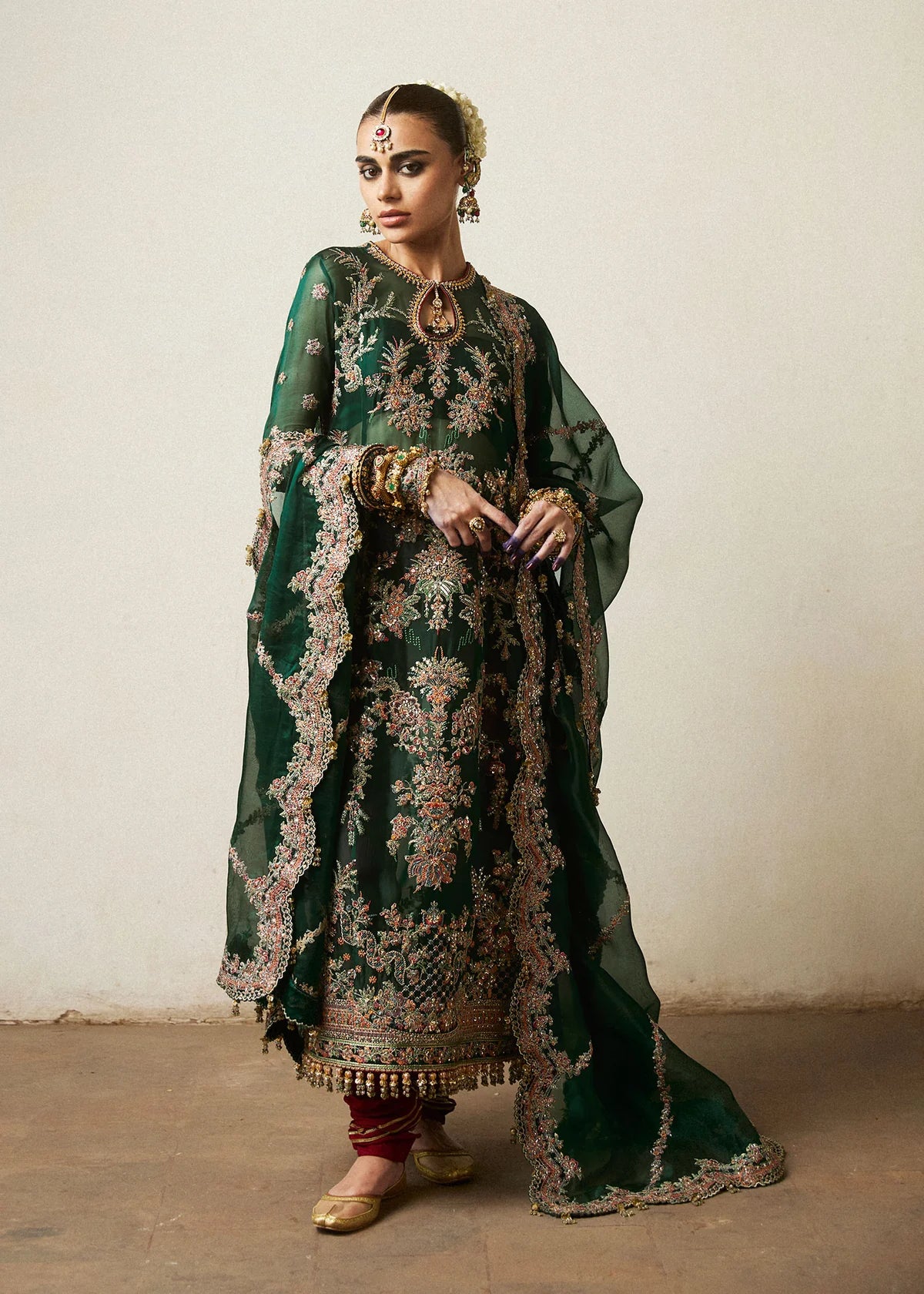 Jamali embroidered organza formal suit Salmaqadir
