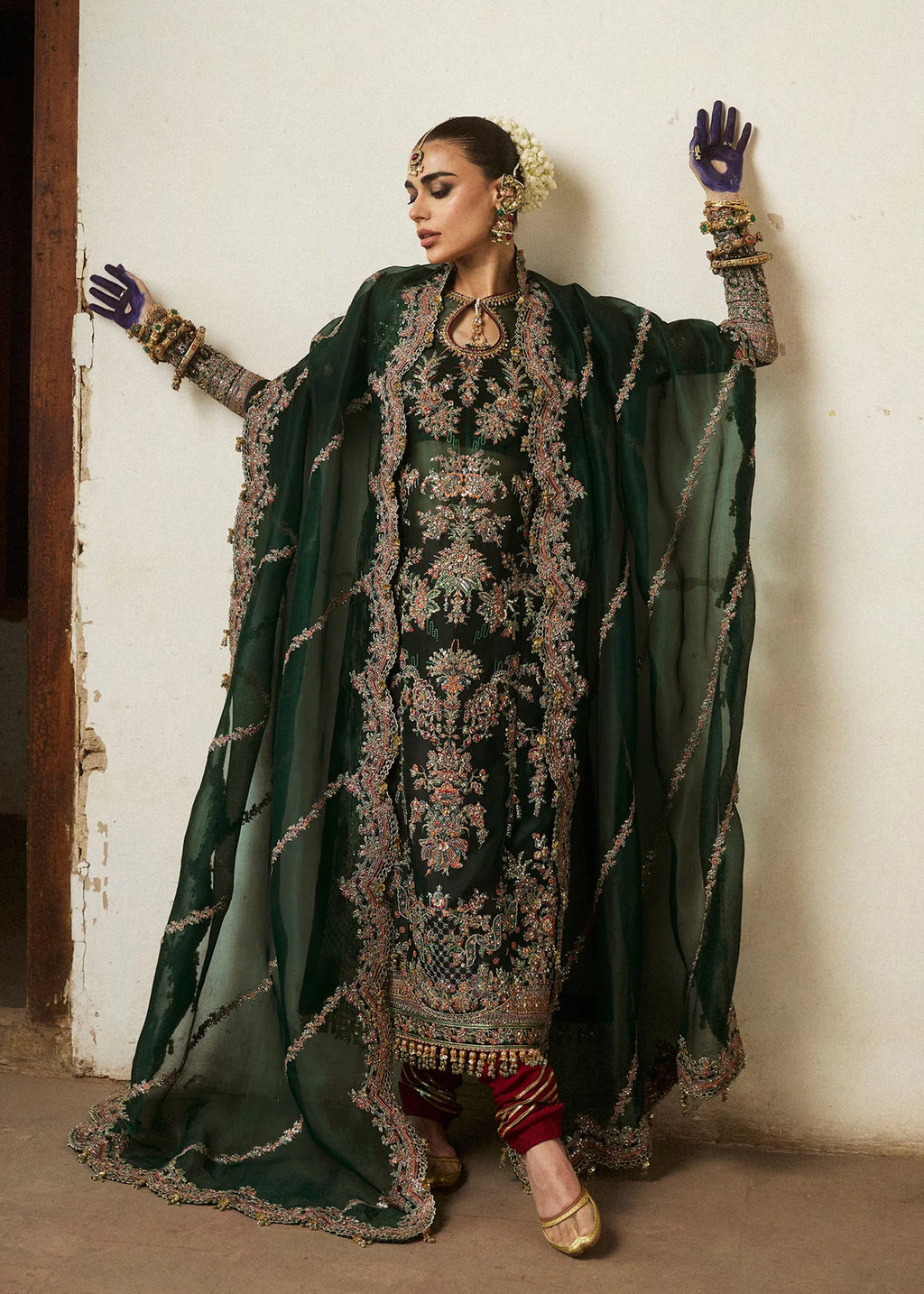Jamali embroidered organza formal suit Salmaqadir