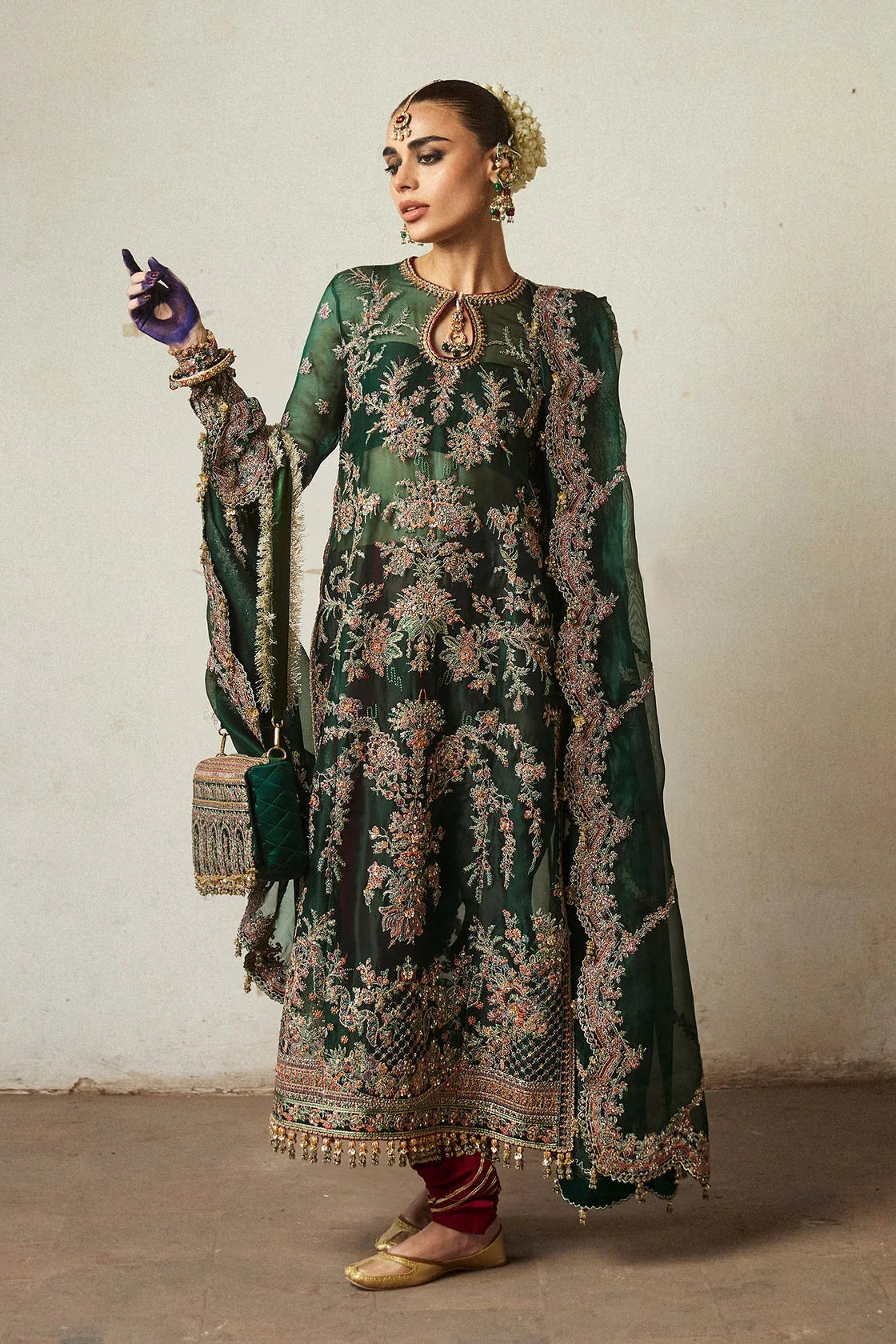 Jamali embroidered organza formal suit Salmaqadir
