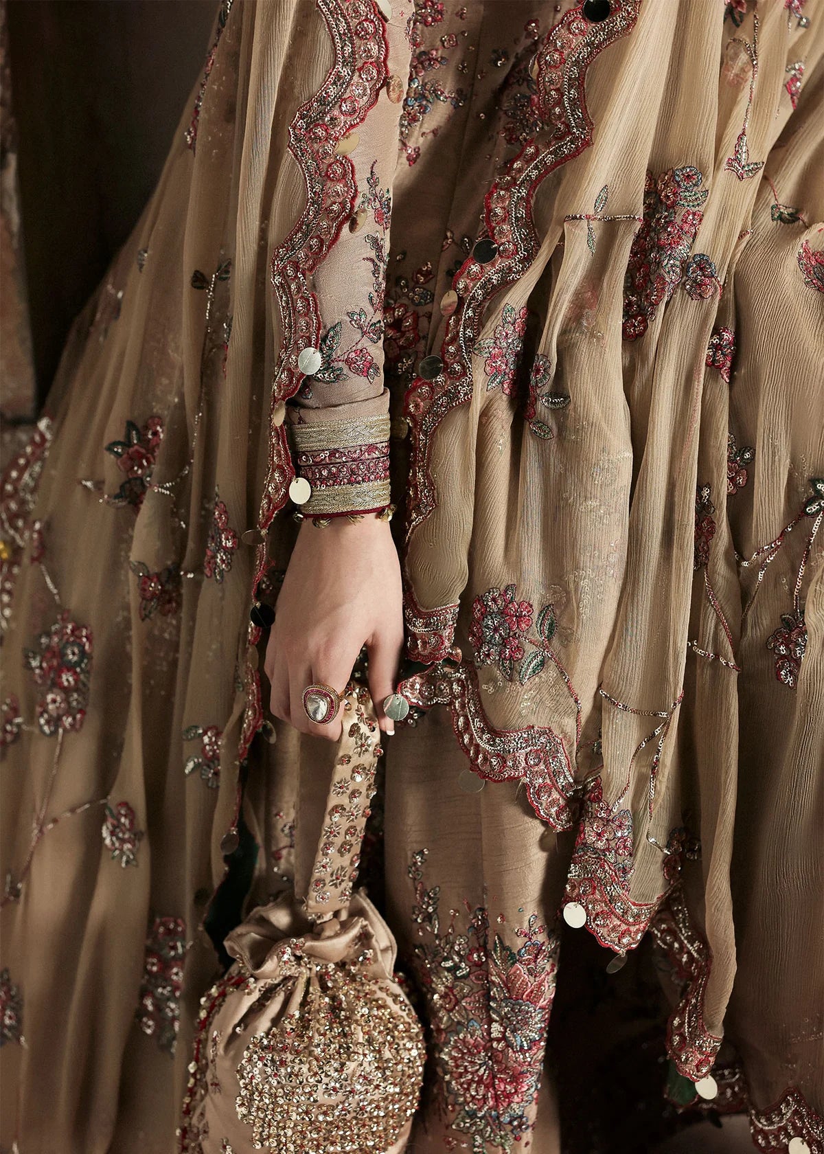 Mahvash beige Pakistani pishwas by Salmaqadir