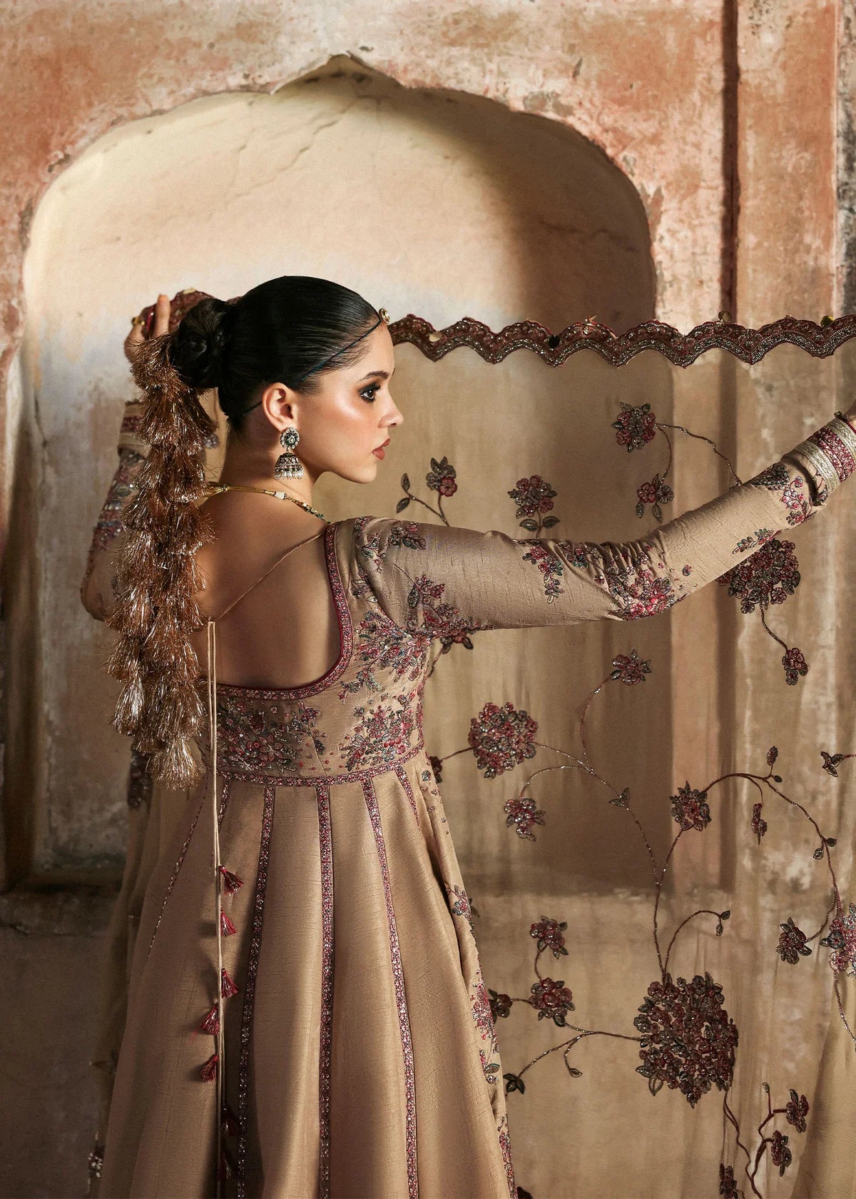 Mahvash beige Pakistani pishwas by Salmaqadir