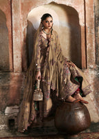 Mahvash beige Pakistani pishwas by Salmaqadir