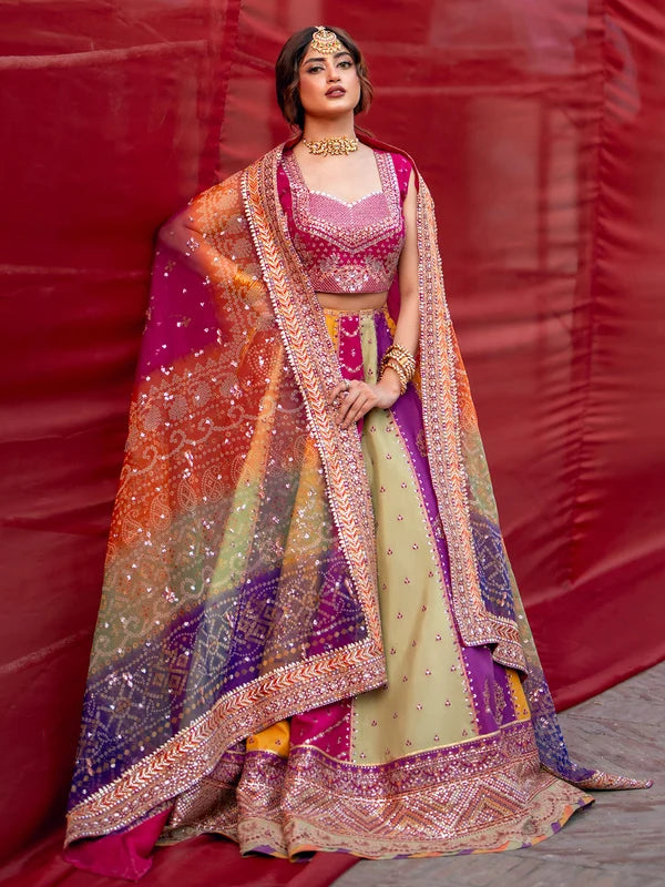 Mala embroidered Korean silk lehenga suit | Salmaqadir
