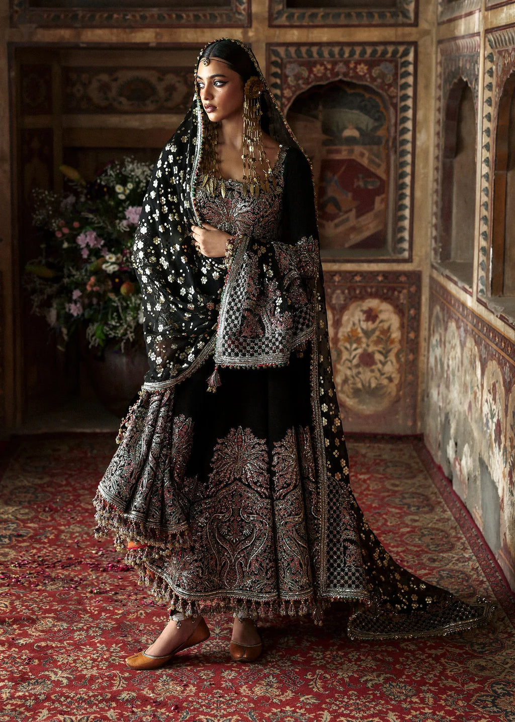 Noor Jehan embroidered Korean raw silk peshwas | Salmaqadir