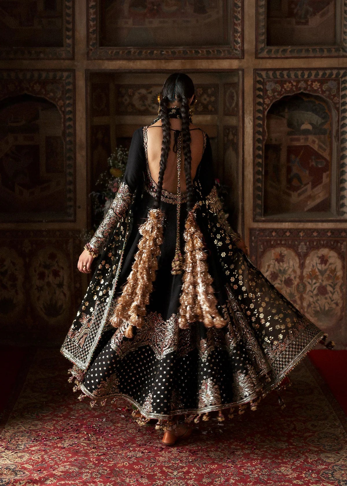 Noor Jehan embroidered Korean raw silk peshwas | Salmaqadir