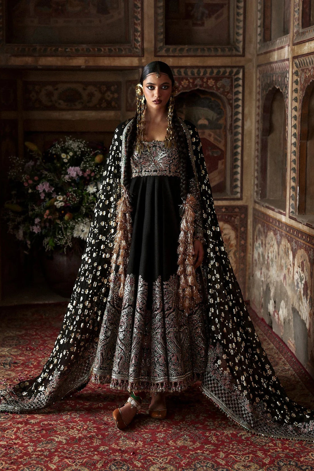 Noor Jehan embroidered Korean raw silk peshwas | Salmaqadir