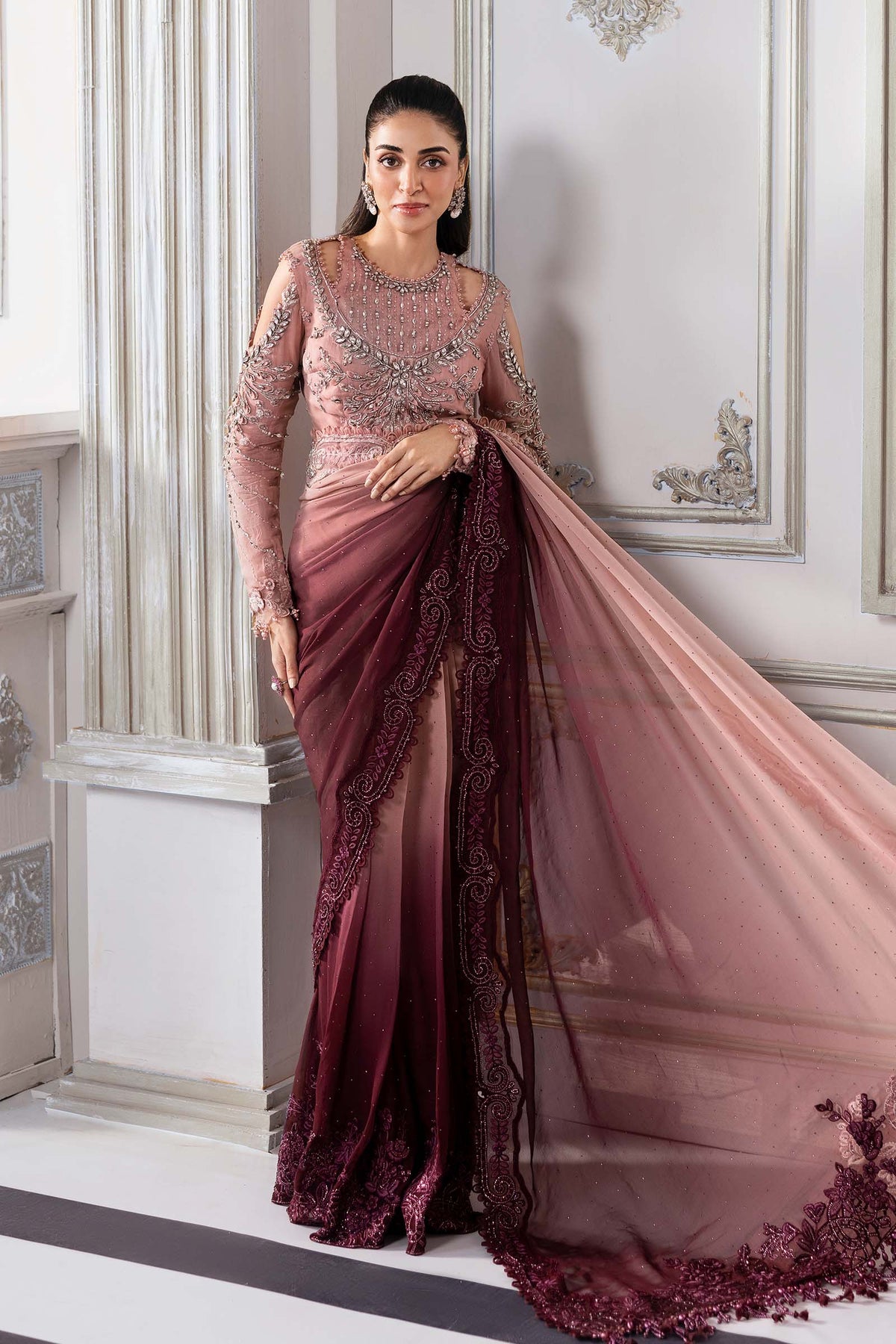 Noor luxury embroidered chiffon formal suit | SalmaQadir