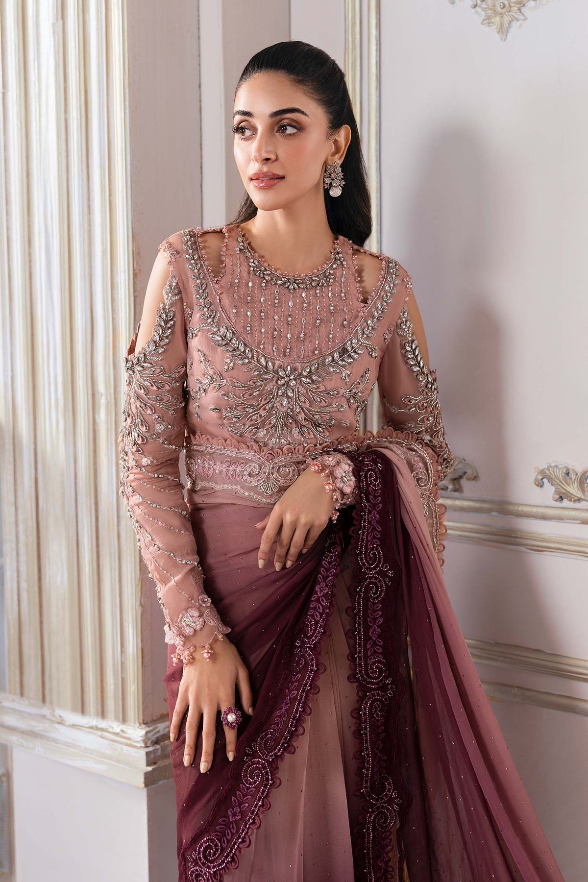 Noor luxury embroidered chiffon formal suit | SalmaQadir