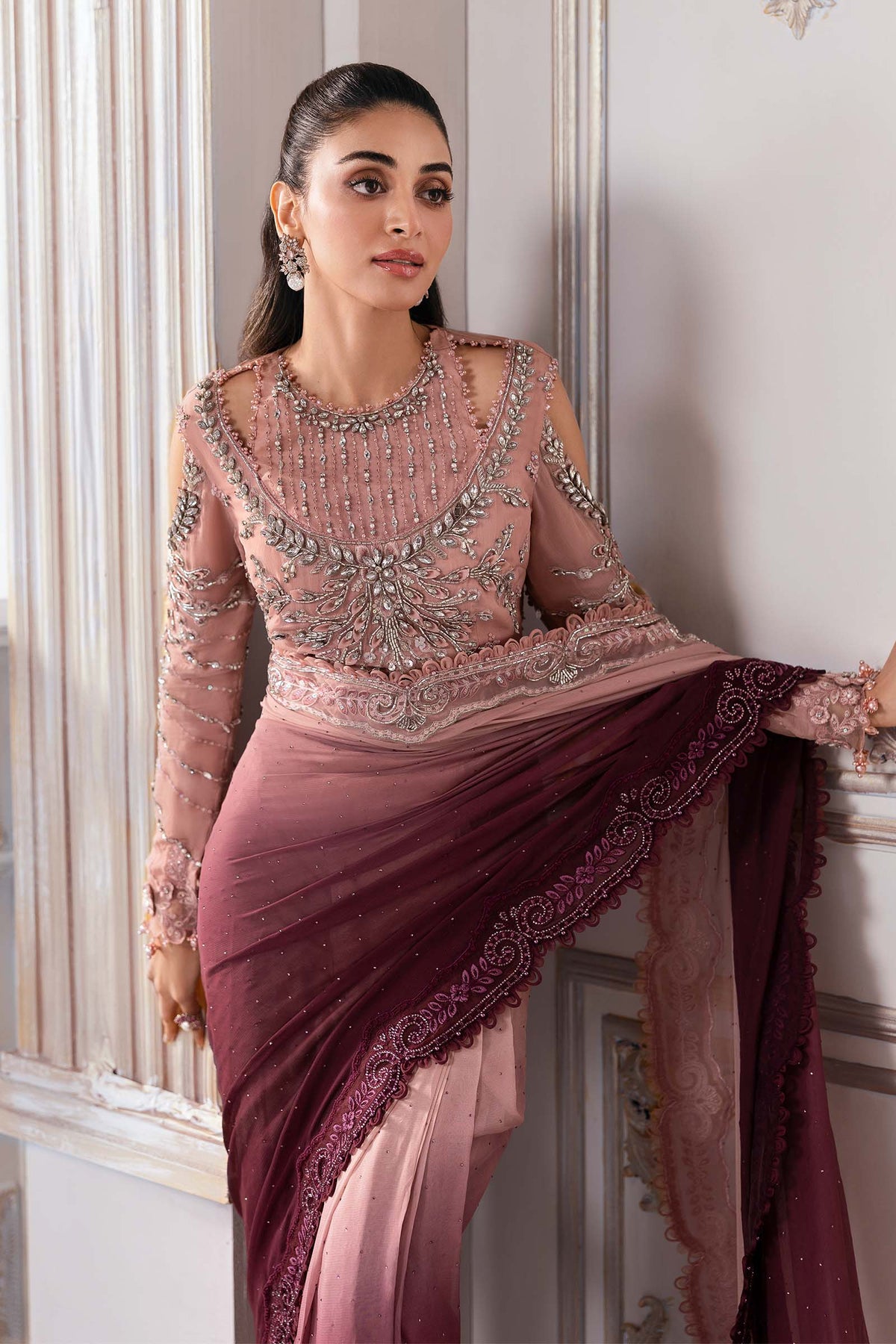 Noor luxury embroidered chiffon formal suit | SalmaQadir
