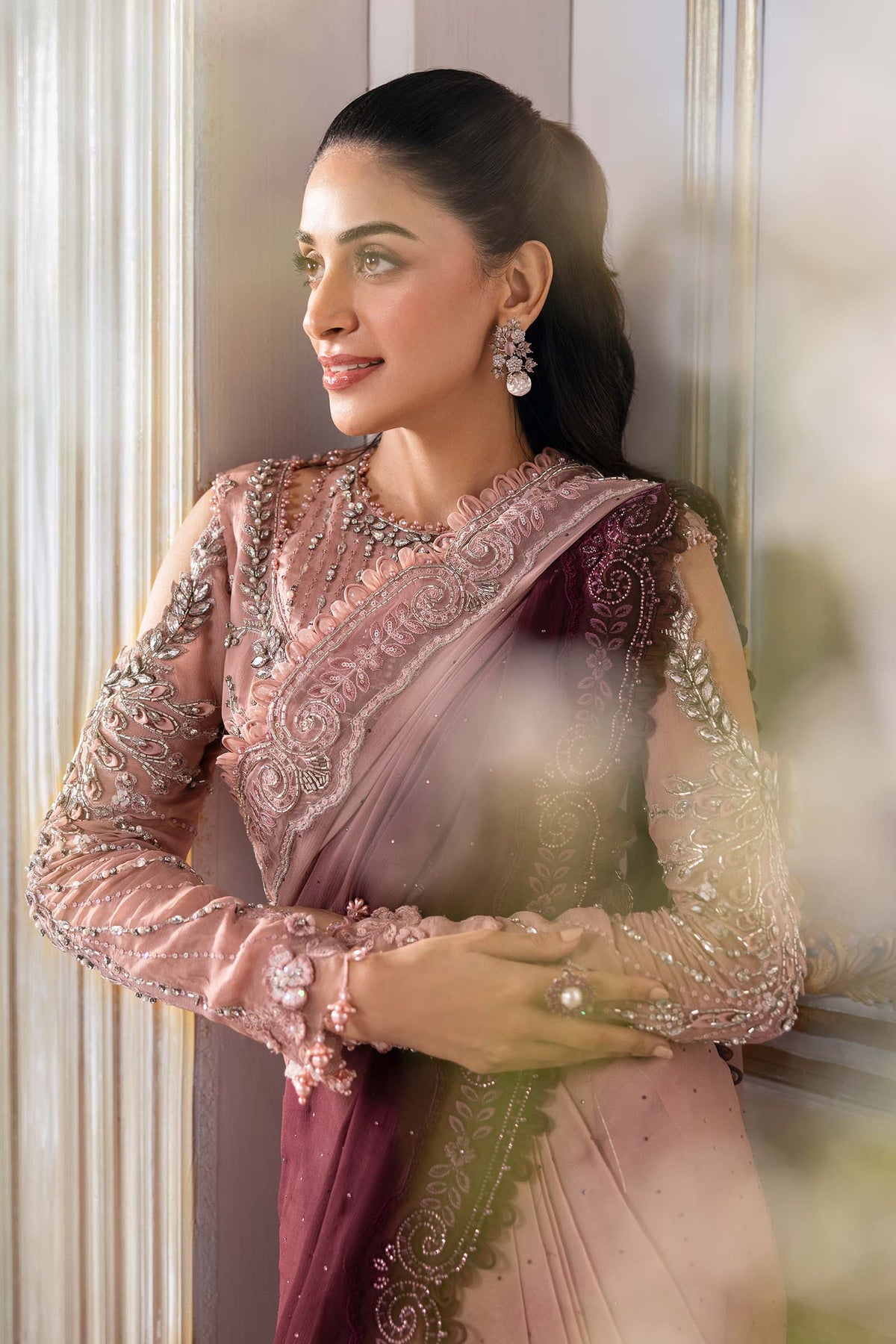 Noor luxury embroidered chiffon formal suit | SalmaQadir