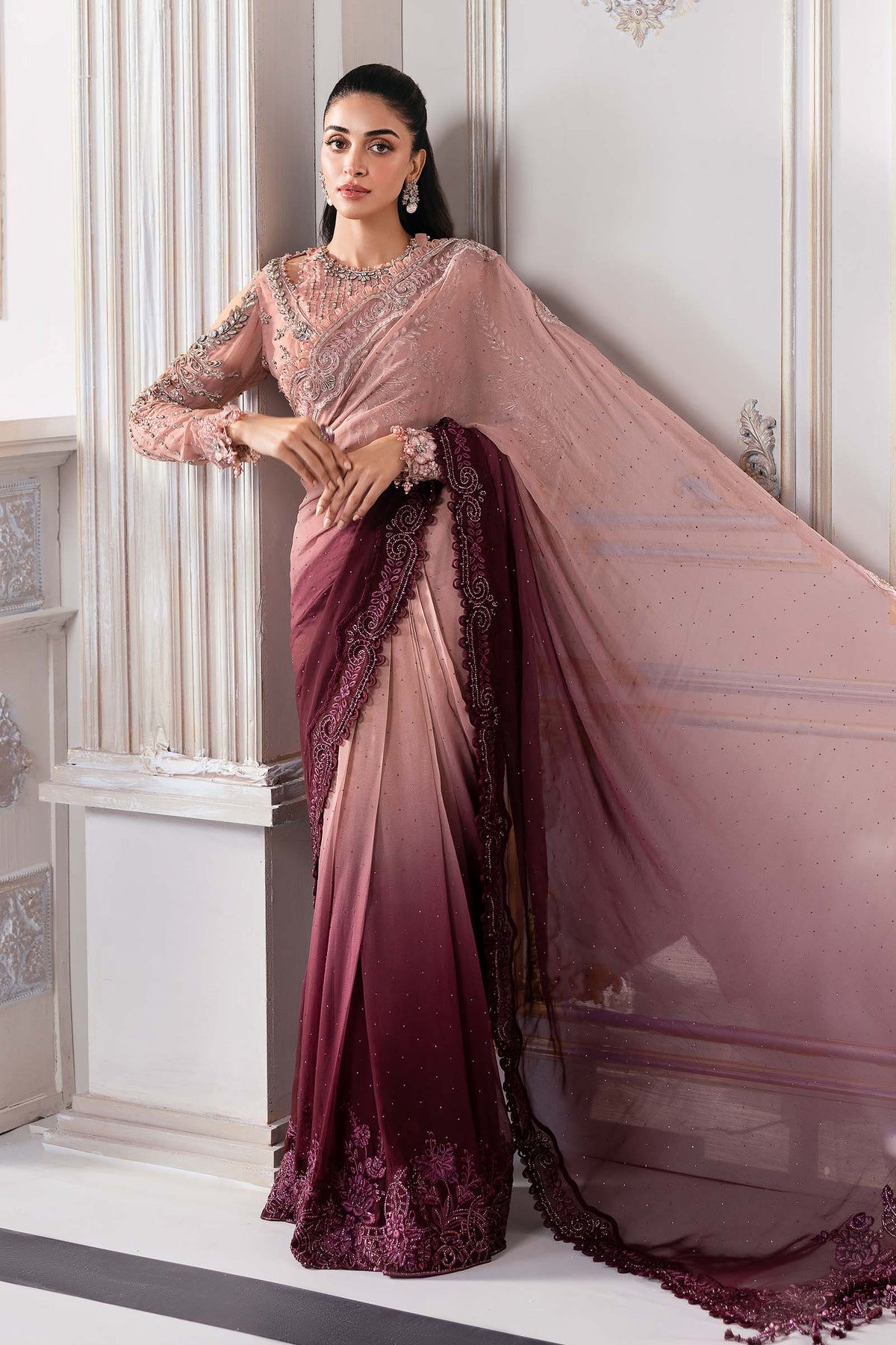 Noor luxury embroidered chiffon formal suit | SalmaQadir