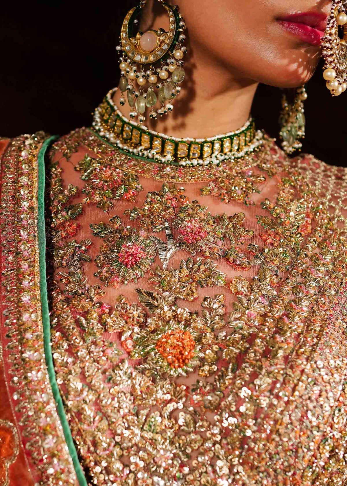 Peach embellished peshwas formal suit | Salmaqadir