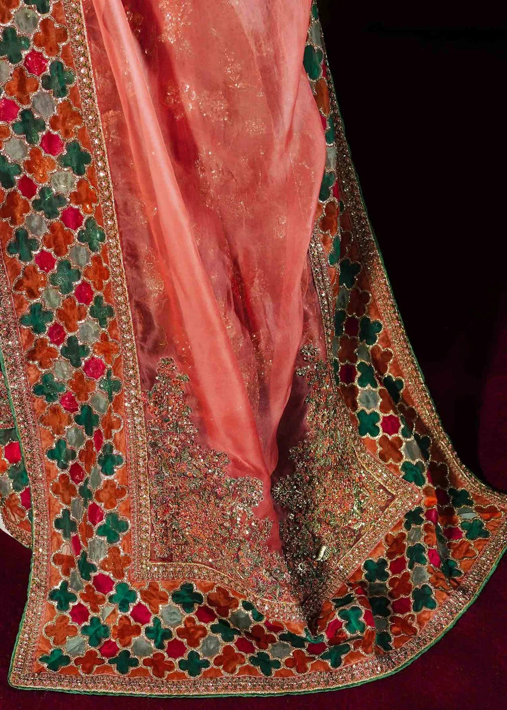 Peach embellished peshwas formal suit | Salmaqadir