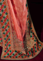 Peach embellished peshwas formal suit | Salmaqadir