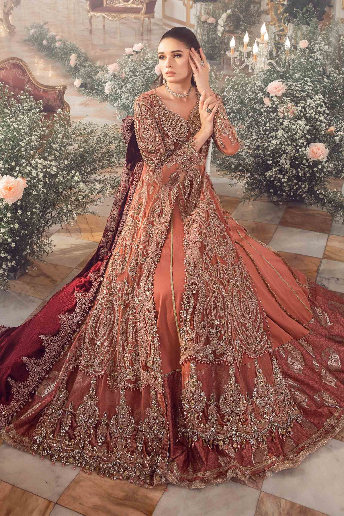 Salmon Pink BD luxury embroidered formal suit | SalmaQadir