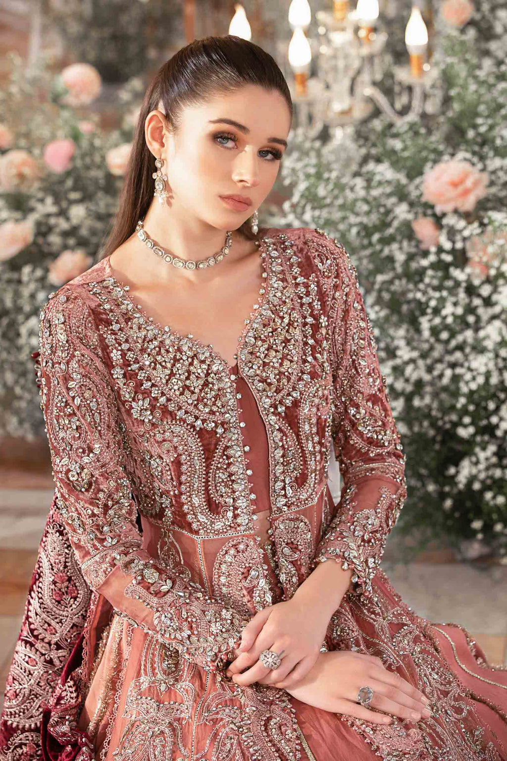 Salmon Pink BD luxury embroidered formal suit | SalmaQadir