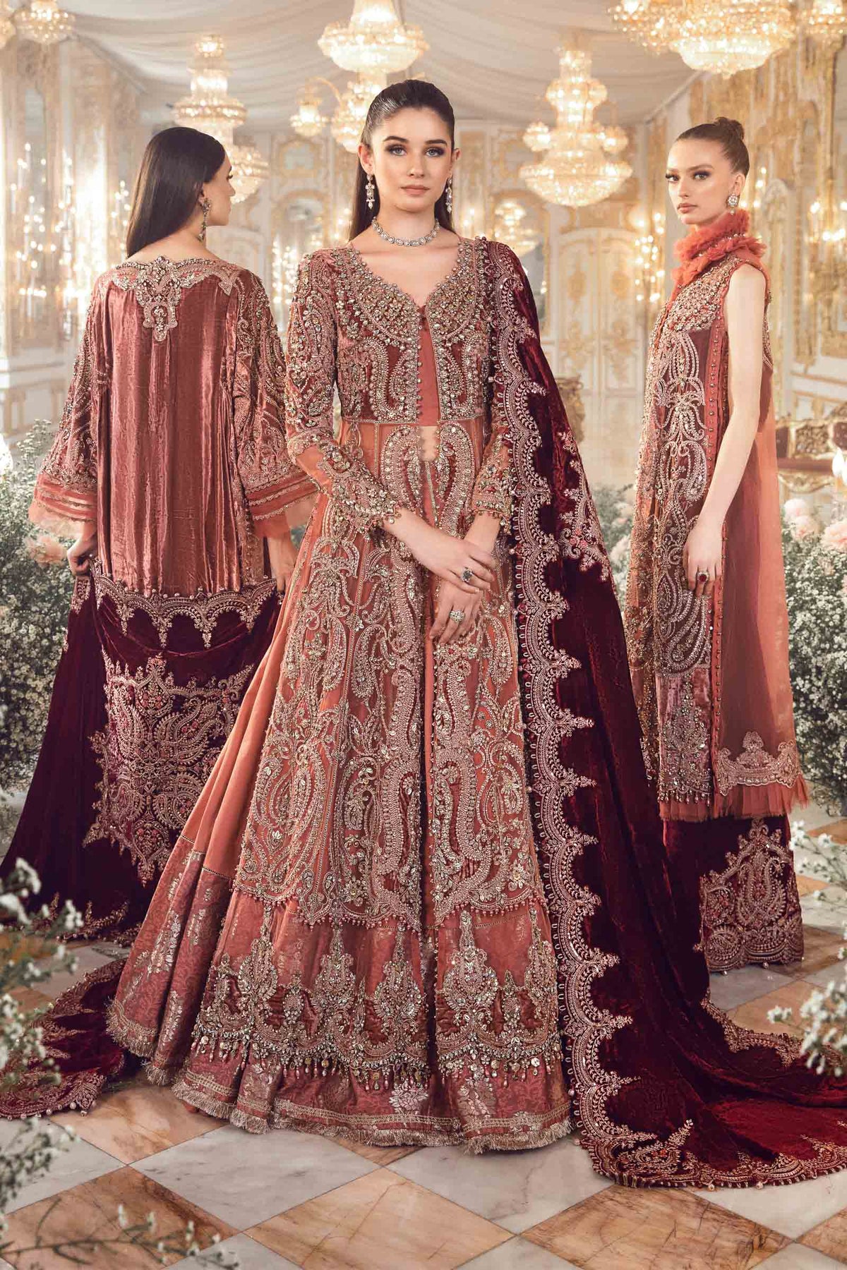 Salmon Pink BD luxury embroidered formal suit | SalmaQadir
