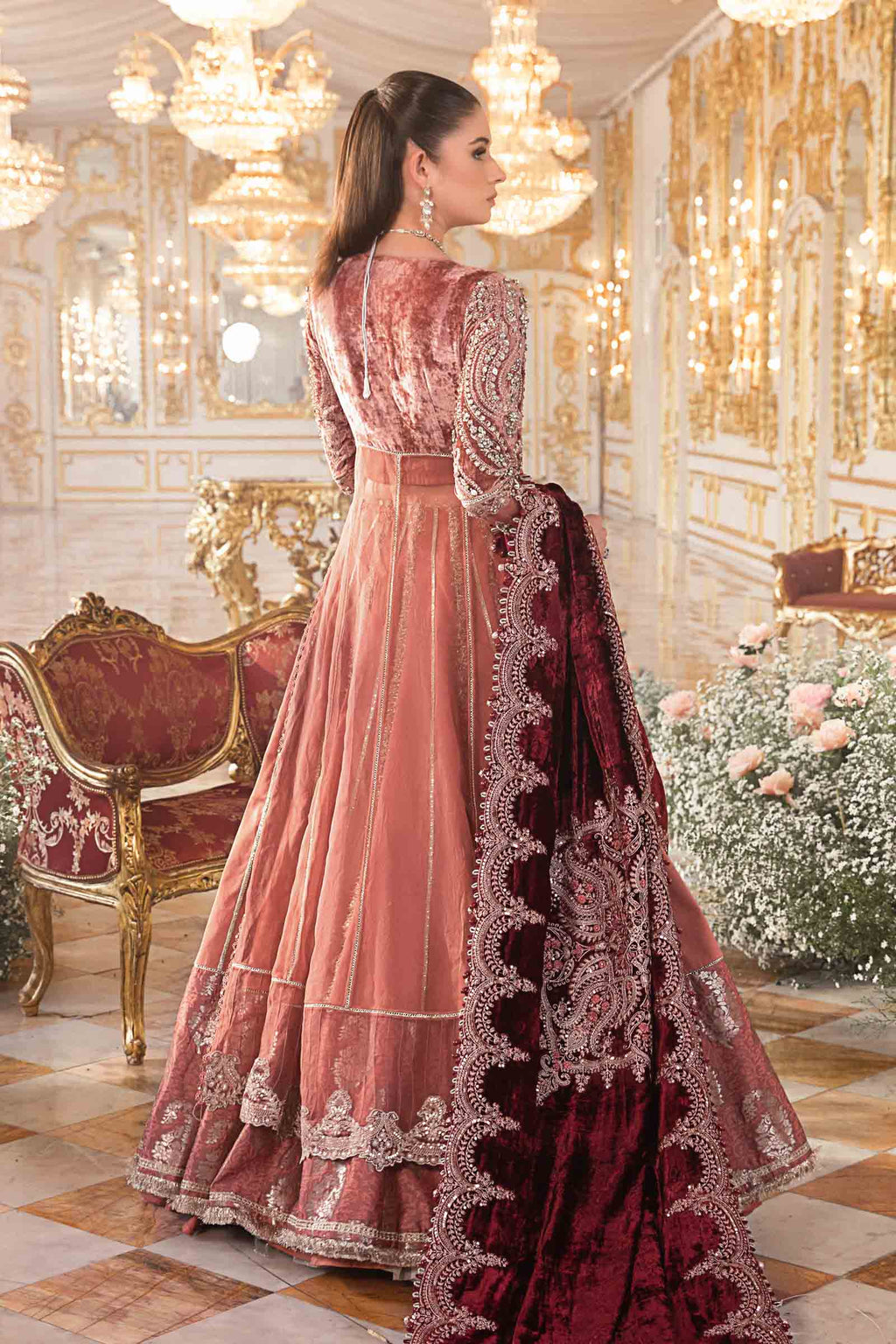 Salmon Pink BD luxury embroidered formal suit | SalmaQadir