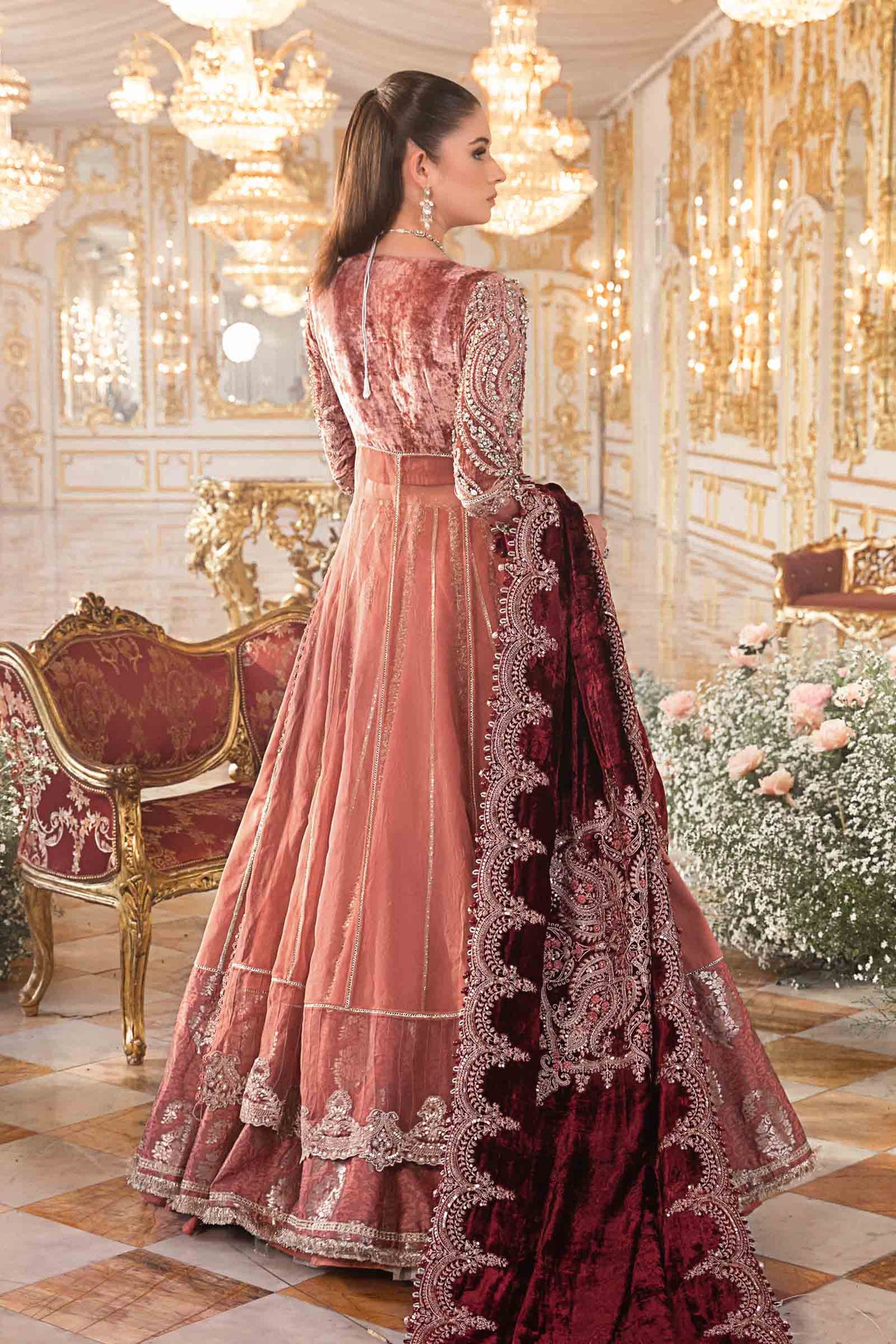 Salmon Pink BD luxury embroidered formal suit | SalmaQadir