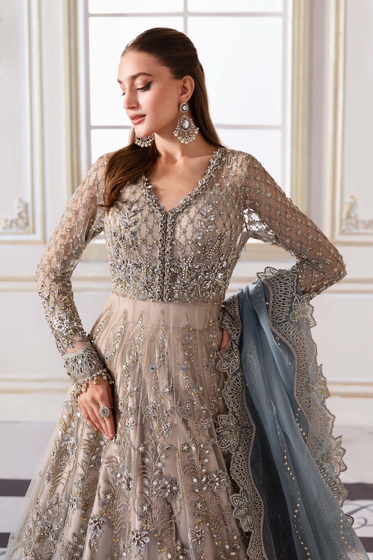 Serene embroidered net formal suit | Salmaqadir