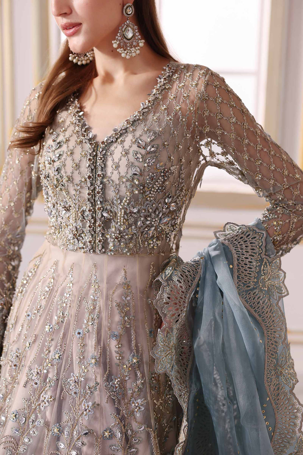 Serene embroidered net formal suit | Salmaqadir