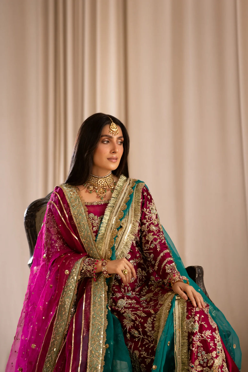 TABEER luxury silk suit with hand work | SalmaQadir