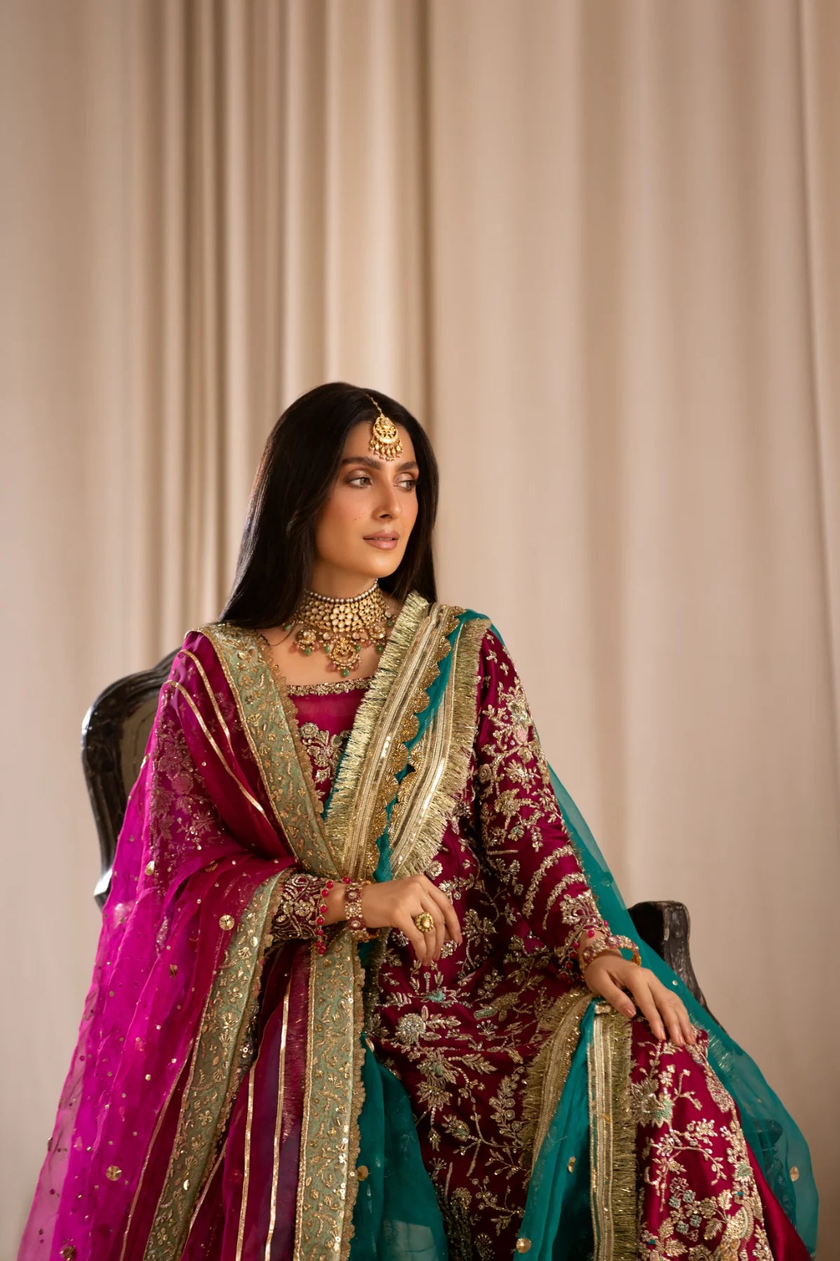 TABEER luxury silk suit with hand work | SalmaQadir