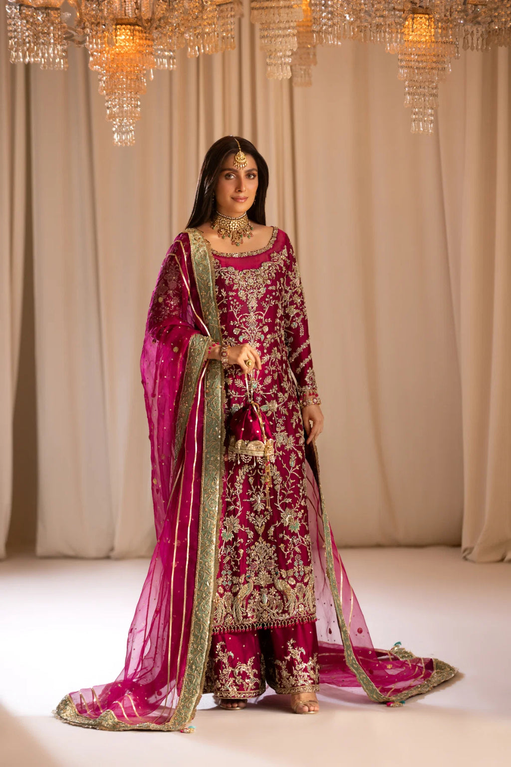 TABEER luxury silk suit with hand work | SalmaQadir