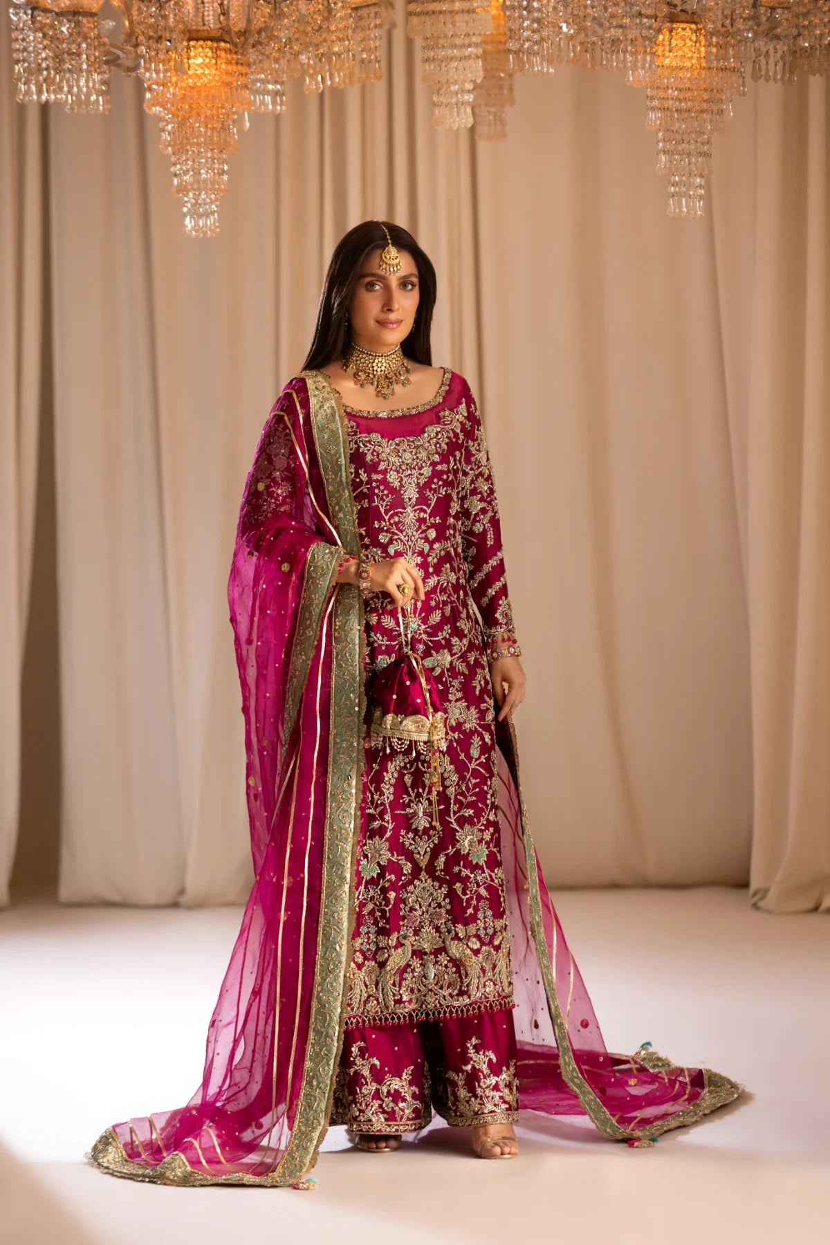 TABEER luxury silk suit with hand work | SalmaQadir