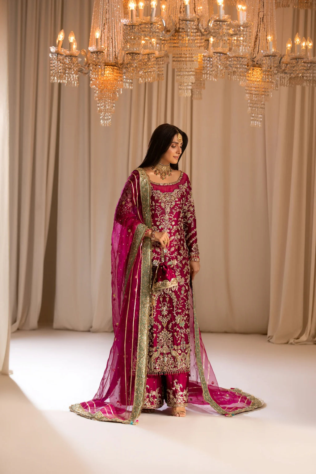 TABEER luxury silk suit with hand work | SalmaQadir