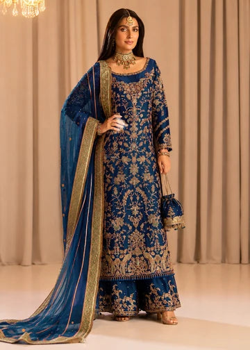 Tabya Tabeer Blue embroidered formal suit | Salmaqadir