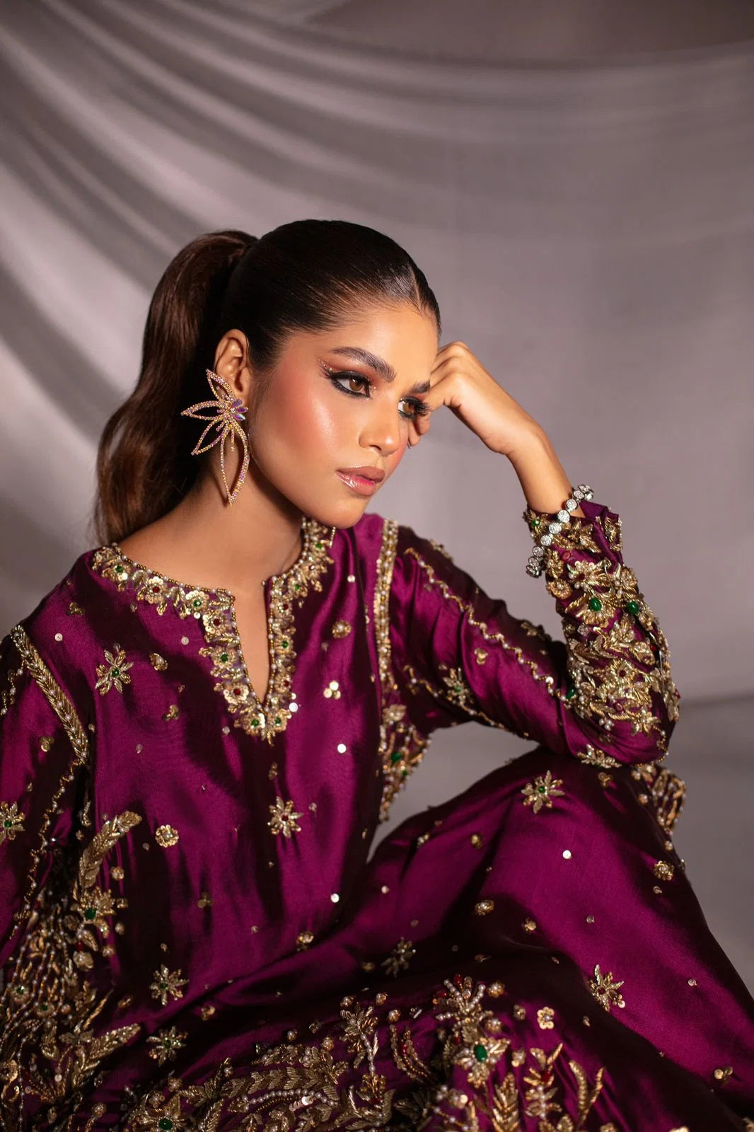 02 – Maroon Embroidered Formal Dress for Women