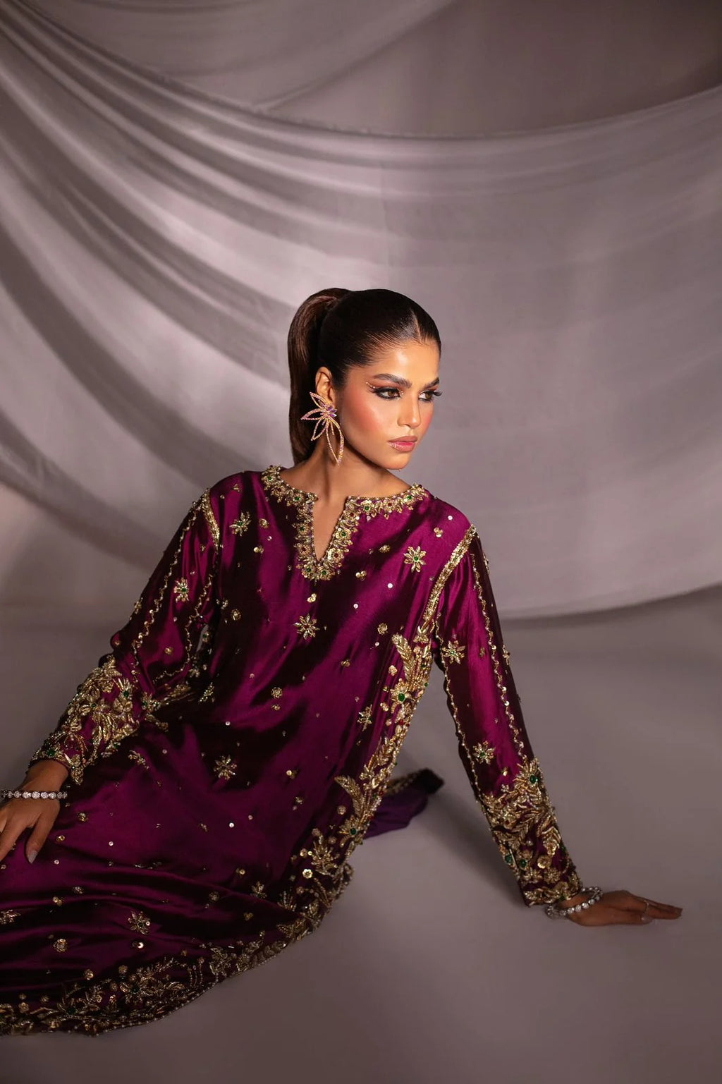 02 – Maroon Embroidered Formal Dress for Women