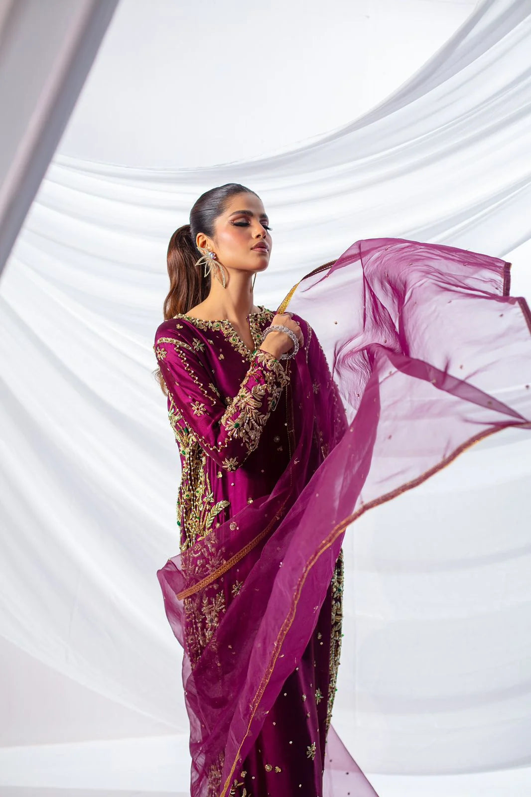 02 – Maroon Embroidered Formal Dress for Women